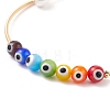 Lampwork Round with Evil Eye Beaded Cuff Bangle with Pearl BJEW-JB08328-4