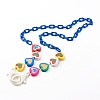 Heart Natural Dyed Wood Beaded Necklaces NJEW-JN03528-2