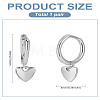1Pair Sterling Silver Heart Hoop Earrings EJEW-LP0001-27-2