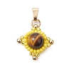 Natural Tiger Eye & Handmade Glass Seed Beaded Star Pendants PALLOY-MZ00494-02-1