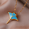 304 Stainless Steel Ocean Ray Fish Pendant Necklaces for Women RI8300-2