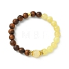 Natural African Padauk Wood & Golden Silk Jade Beaded Stretch Bracelets for Women BJEW-JB14100-01-3