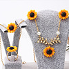 Sunflower Iron Resin Pendant Necklaces & Link Bracelets & Stud Earrings & Finger Ring Sets WGABE86-03-3