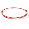 Brass Round Ball Polyester Cord Braided Bracelets QR8302-3-2