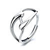Criss Cross Rhodium Plated 925 Sterling Silver Adjustable Rings FS-WG76C09-01-5