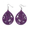 Trendy Teardrop Wood Dangle Earrings EJEW-F062-H-2