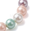 8mm Round Polished Shell Pearl Stretch Bracelets BJEW-JB10878-01-4