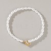 Adjustable Synthetic Non-magnetic Hematite & Imitation Pearl Beaded Stretch Bracelets for Women DB0694-7-1