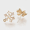 Brass Cubic Zirconia Ear Stud Findings KK-S336-30G-1