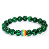 Synthetic Malachite Round Beaded Stretch Bracelets ZA0541-9-1