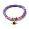 Natural Lava Rock & Polymer Clay Heishi Beads Stretch Bracelets Sets BJEW-JB07439-6