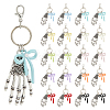 20Pcs 10 Colors Alloy & Imitation Pearl Keychains HJEW-MA00055-1