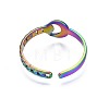 304 Stainless Steel Crescent Moon Cuff Ring RJEW-N038-056-3