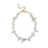 2Pcs 2 Styles Ocean Synthetic White Howlite & Natural Aquamarine Chip Beads 304 Stainless Steel Chain Anklets for Women AJEW-AN00796-4
