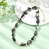 Natural Baroque Keshi Pearl & Nuggets Paua Shell Beaded Necklaces for Women NJEW-JN06006-1