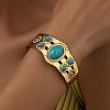 Resin Oval Beaded Open Cuff Bangle LS-BJEW-F452-01B-1
