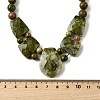 Natural Unakite Faceted Bib Graduated Beaded Necklaces for Women NJEW-B128-01N-5