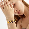 Gold Natural Yellow Jade Round Beaded Stretch Bracelet BJEW-SW00077-02-3
