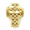 Cross Brass with Cubic Zirconia Open Cuff Rings RJEW-U011-09G-02-3