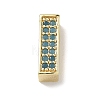 Brass Micro Pave Turquoise Cubic Zirconia Slide Charms KK-A300-12G-1