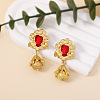 Zinc Alloy Glass Flower Dangle Stud Earrings FS-WGDBC78-01-3