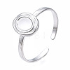 Non-Tarnish 304 Stainless Steel Open Cuff Finger Ring Cabochon Settings LS-STAS-T060-11P-3
