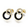 Brass Micro Pave Clear Cubic Zirconia Stud Earrings EJEW-N011-22-NF-2