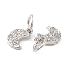 Rack Plating Brass Pave Clear Cubic Zirconia Moon Charms with Jump Ring KK-Z026-01P-2