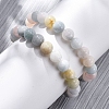 Natural Morganite Round Beaded Stretch Bracelets for Men Women BJEW-G743-01H-01-1