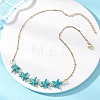 Ocean Dyed Synthetic Turquoise Starfish Beaded Bib Necklaces with 304 Stainless Steel Satellite Chains NJEW-JN05979-01-1