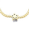 Cubic Zirconia Classic Tennis Necklace with Flower Links NJEW-N048-01A-4