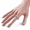 Round Mixed Gemstone Braided Beaded Finger Ring RJEW-JR00462-3