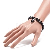Natural Obsidian Round Beaded Stretch Bracelet with Bullet Charms BJEW-JB09018-05-3