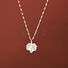 304 Stainless Steel Maple Leaf Pendant Dapped Chain Necklaces for Women WGBBABD-01-2
