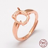 Adjustable 925 Sterling Silver Solitaire Ring Settings STER-P033-17RG-4
