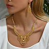 Alloy Hollow Statement Teardrop Necklace & Earrings Sets for Middle Eastern Bride HM4557-3