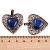 Natural Lapis Lazuli Dyed Peach Love Heart Pendants G-G158-01-16-3