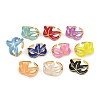 Brass Enamel Adjustable Cuff Rings for Women RJEW-G357-01K-4