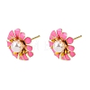 Brass Enamel Stud Earrings KK-CBA8324-27G-03-4