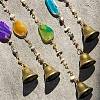 7 Chakra Natural & Synthetic Mixed Stone Chips Tree of Life Suncatchers HJEW-F027-04-4