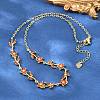 Brass Pave Cubic Zirconia Flower Link Chain Necklaces KK-CBA4547-18G-09-1