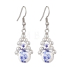 Handmade Round with Flower Printed Porcelain Dangle Earrings EJEW-JE06795-3