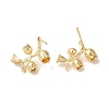 Brass with Clear Cubic Zirconia Stud Earring Findings KK-G499-03G-2