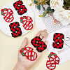 DICOSMETIC 8Pcs 2 Style Letter.S Candy Cane Holly Leaf Appliques PATC-DC0001-03-3