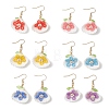 Glass Seed & Clam Shell & Resin Imitation Pearl Woven Dangle Earrings EJEW-MZ00659-3