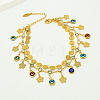 Bohemian Brass Round Coin Evil Eye Tassel 2-Strand Anklets for Women BL2252-1