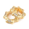 Octagon Brass Micro Pave Clear Cubic Zirconia European Beads KK-B186-15G-2