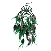 Maple Leaf Woven Net/Web with Feather Hanging Suncatchers HJEW-F024-01-3