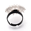 Adjustable Flower Alloy & Iron Rhinestone Bezel Cup Ring Base with Rotatable Tray MAK-T012-09S-3