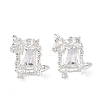 Brass Pave Clear Cubic Zirconia Pendants KK-C168-22S-1